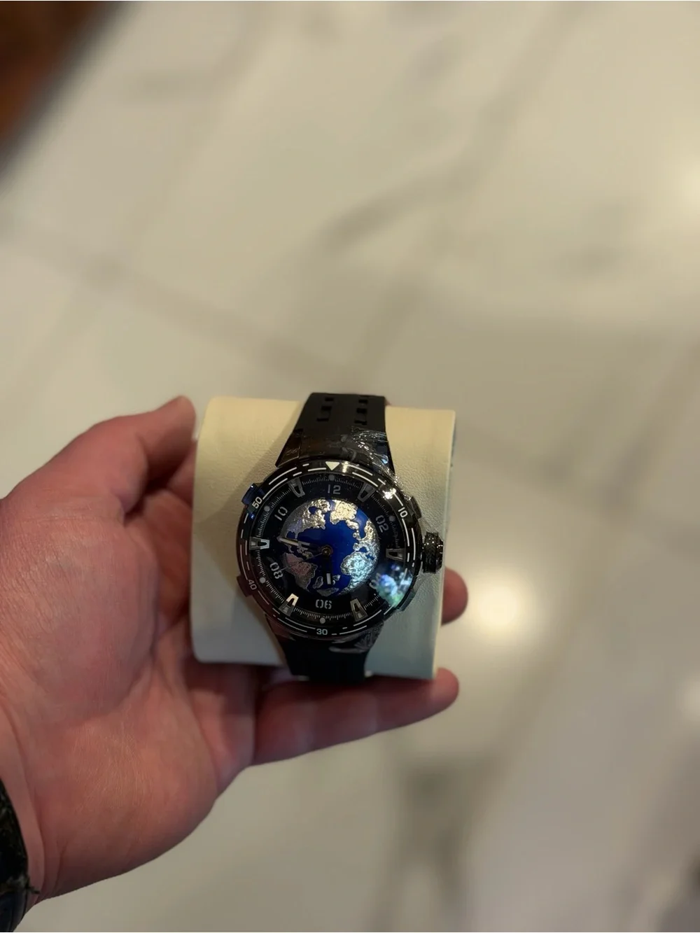 Invicta Celestial Elarion automatic Blue Dial World Map  Watch with Black Strap